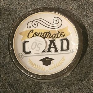 Congrats Grad, Large Plates-White, Gold, Black